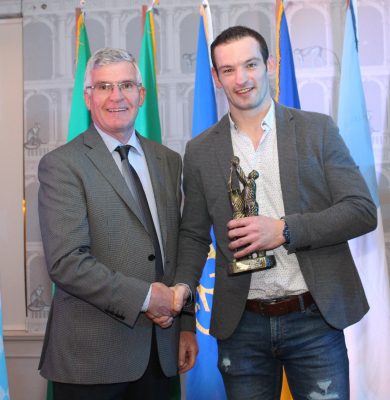 In recognition of his long service at Inter County level, Barry Gilleran was presented with an award by Tom Mulligan, Chairman, Longford Slashers G.F. C.