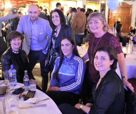 Seated, Dee McNiven, Dublin Senior player, Hannah O'Neill & Anftoinette O'Brien, Back Row, Bryan & Amy Farrell and Liz Kenny.